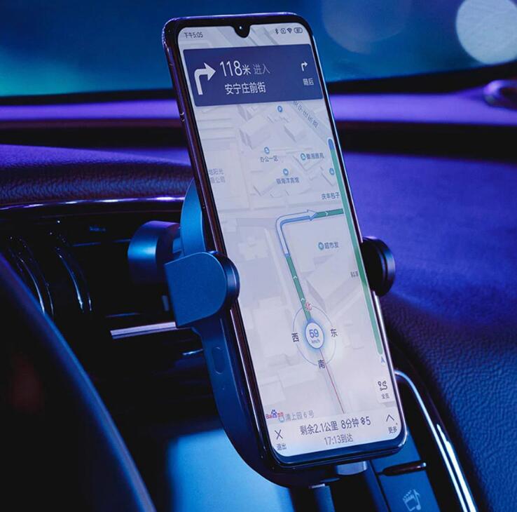 Chargeur de voiture sans fil original Xiaomi 20W Max Pince électrique de voiture 2.5D Verre Anneau Lumineux