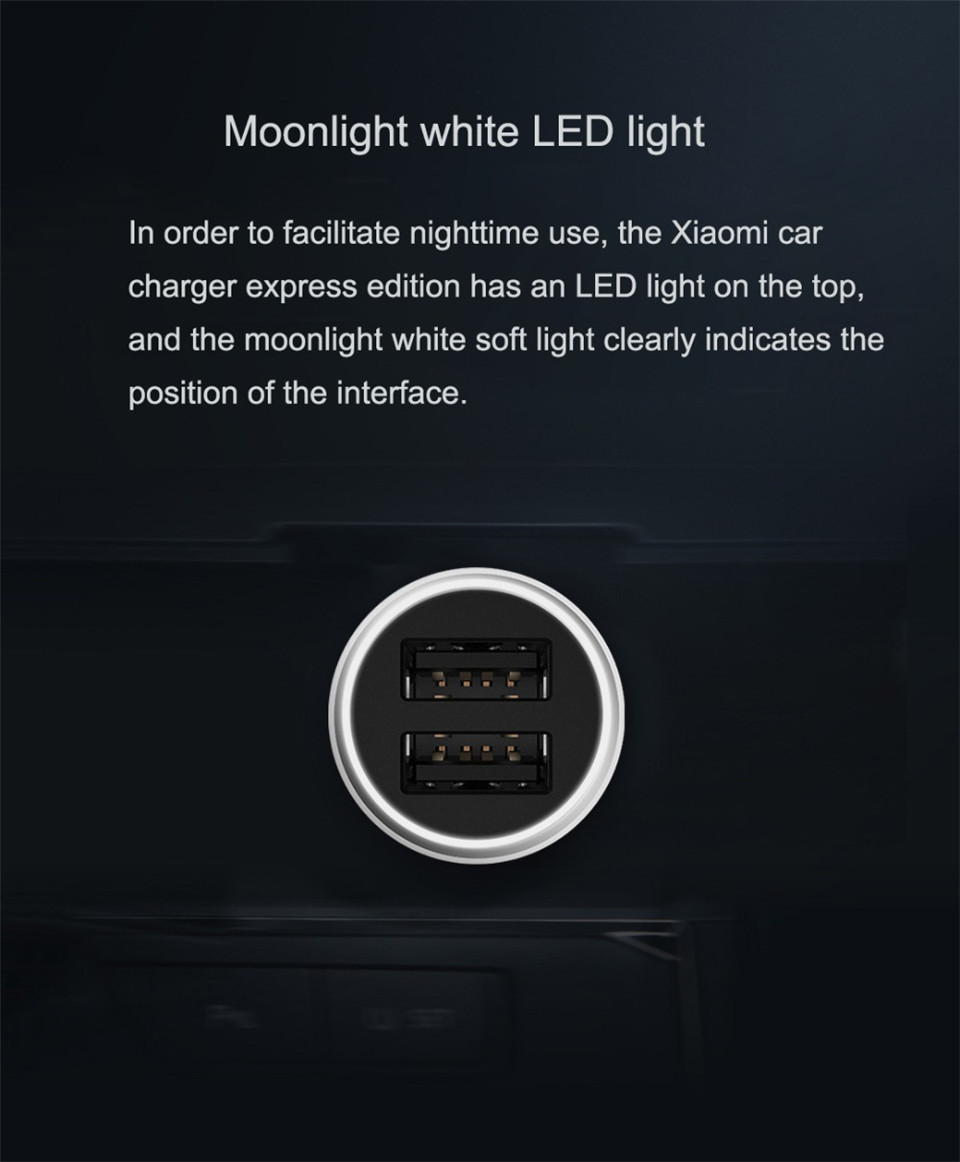 Chargeur de voiture original Xiaomi 18 watt Dual USB Quick Charge 3,0 5 v/2.4A 9 v/ 2A 12 v/1.5A Charge rapide 3,0 Edition + câble Magcle 2A