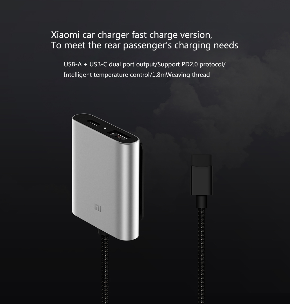 Chargeur de voiture original Xiaomi QC3.0 Version rapide Extended accessoires pièces charge rapide USB-A USB-C double port sortie