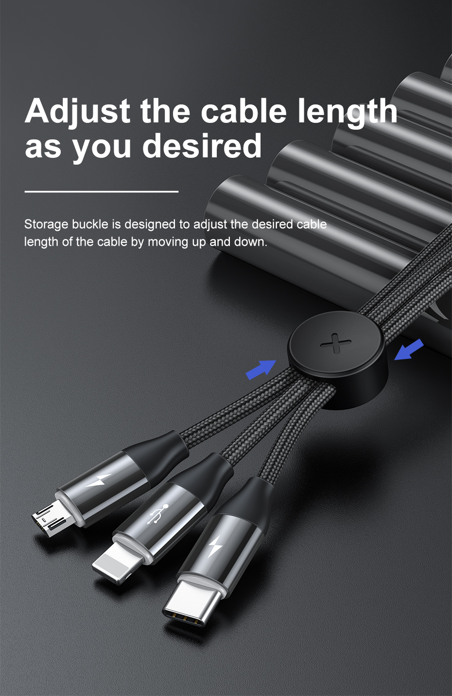 Baseus Voiture de rangement magnétique avec câble USB 3 en 1