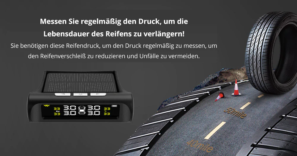 NEUE Prüfung Professionnel Helper Car Pneu Pneu Roue Manomètre Sans Fil Solaire Externe Testeur