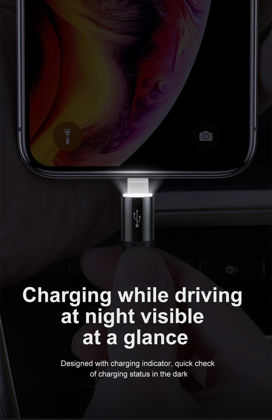 Baseus Voiture de rangement magnétique avec câble USB 3 en 1