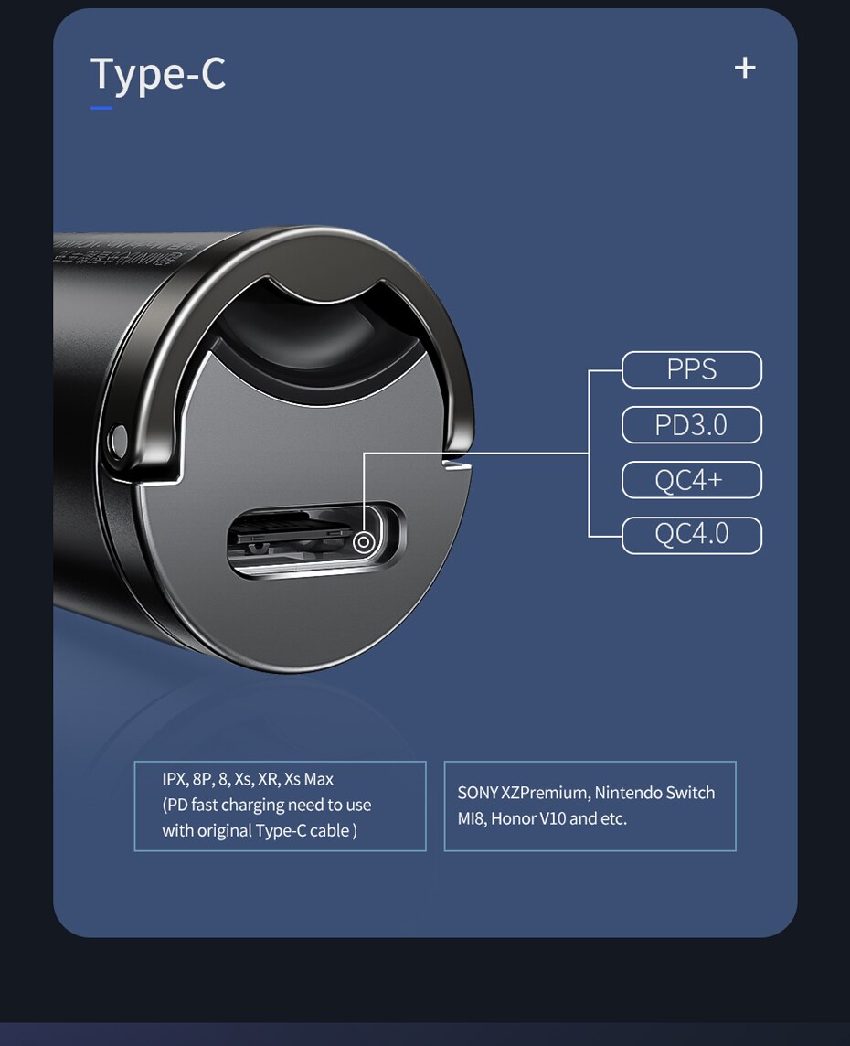 Baseus Quick Charge 4,0 3,0 USB C Chargeur Auto pour Huawei P30 Xiaomi Mi9 Téléphone QC4.0 QC3.0 Type C PD 3,0 Charge Rapide Auto