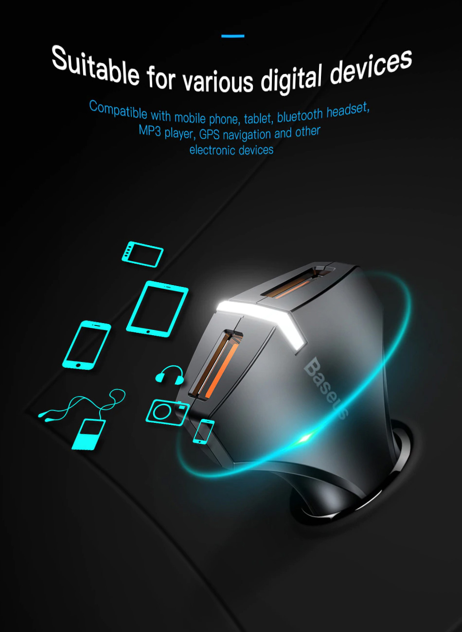Baseus Quick Charge 3,0 Chargeur de voiture Pour Samsung/Huawei/Xiaomi Chargeur rapide QC 3,0 USB Chargeur de téléphone