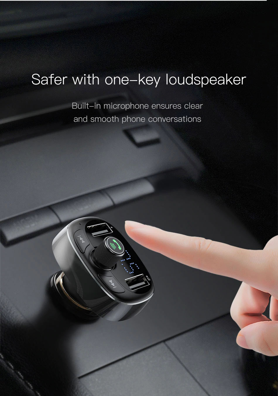 Chargeur de voiture Baseus FM Transmitter Aux Modulator Bluetooth Car Audio MP3 Player 3.4A Chargeur rapide double USB pour téléphone