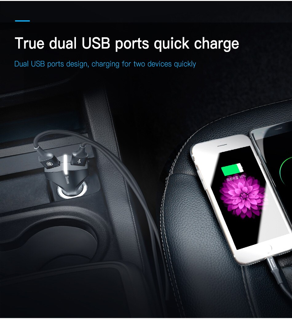 Baseus Quick Charge 3,0 Chargeur de voiture Pour Samsung/Huawei/Xiaomi Chargeur rapide QC 3,0 USB Chargeur de téléphone