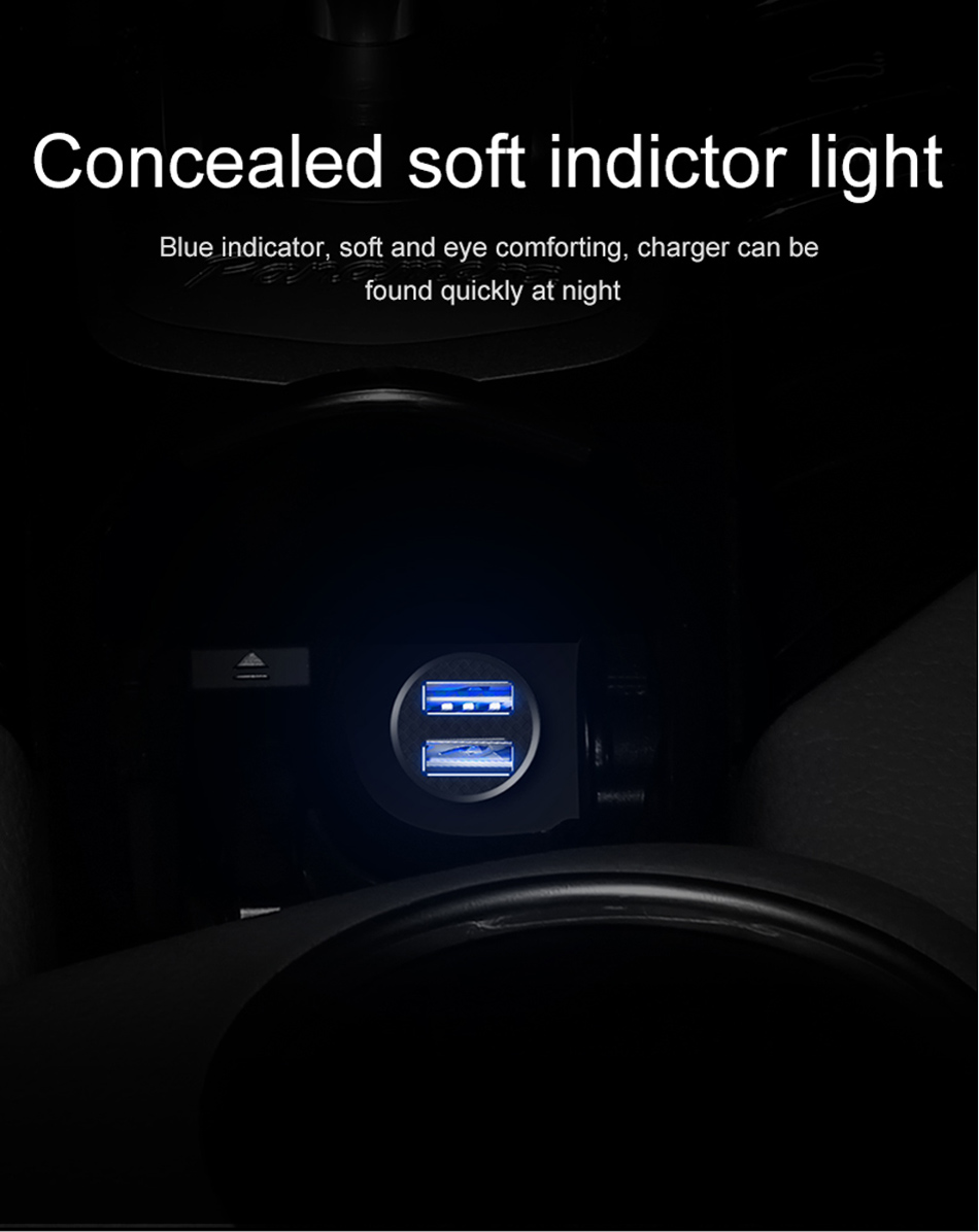 Chargeur de voiture USB mini Baseus pour téléphone tablette GPS 3.1A chargeur rapide double USB voiture