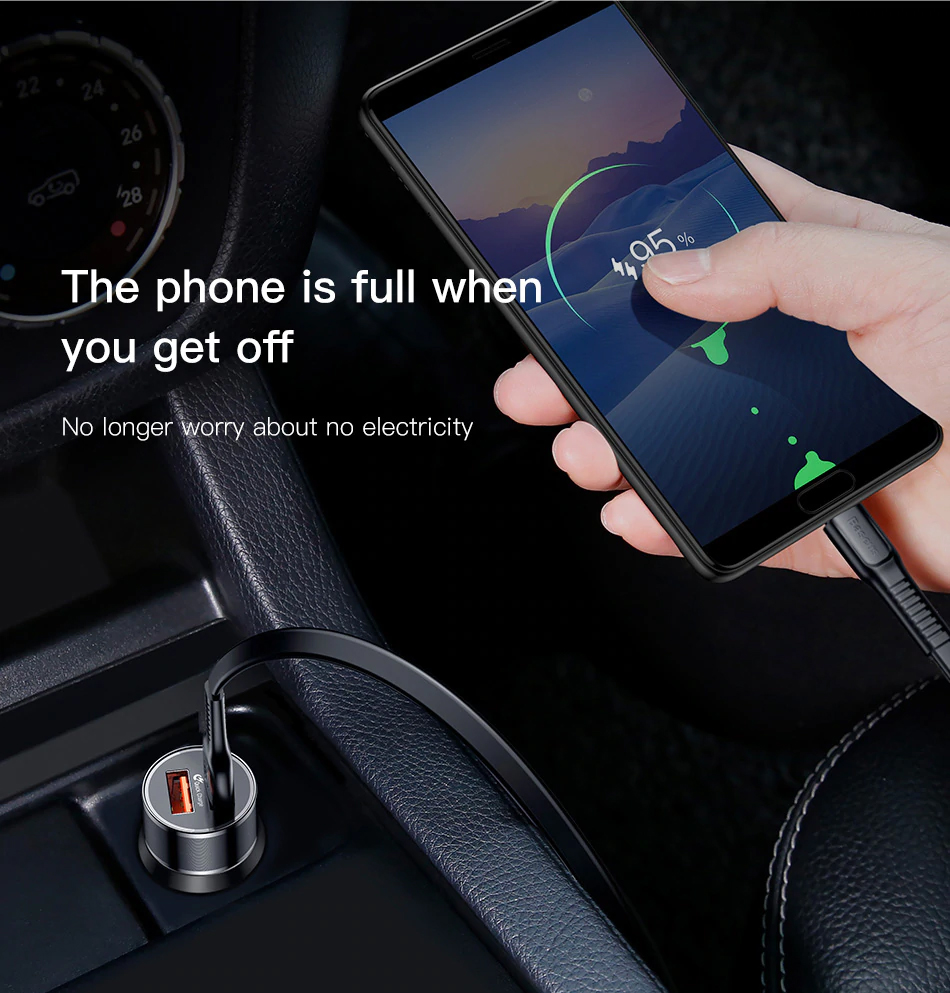 Baseus 36W Dual USB Quick Charge QC 3,0 Chargeur de Voiture USB Type-C PD Chargeur Rapide