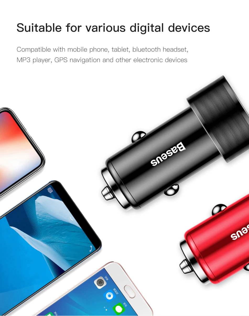 Baseus 36W Dual USB Quick Charge QC 3,0 Chargeur de Voiture USB Type-C PD Chargeur Rapide