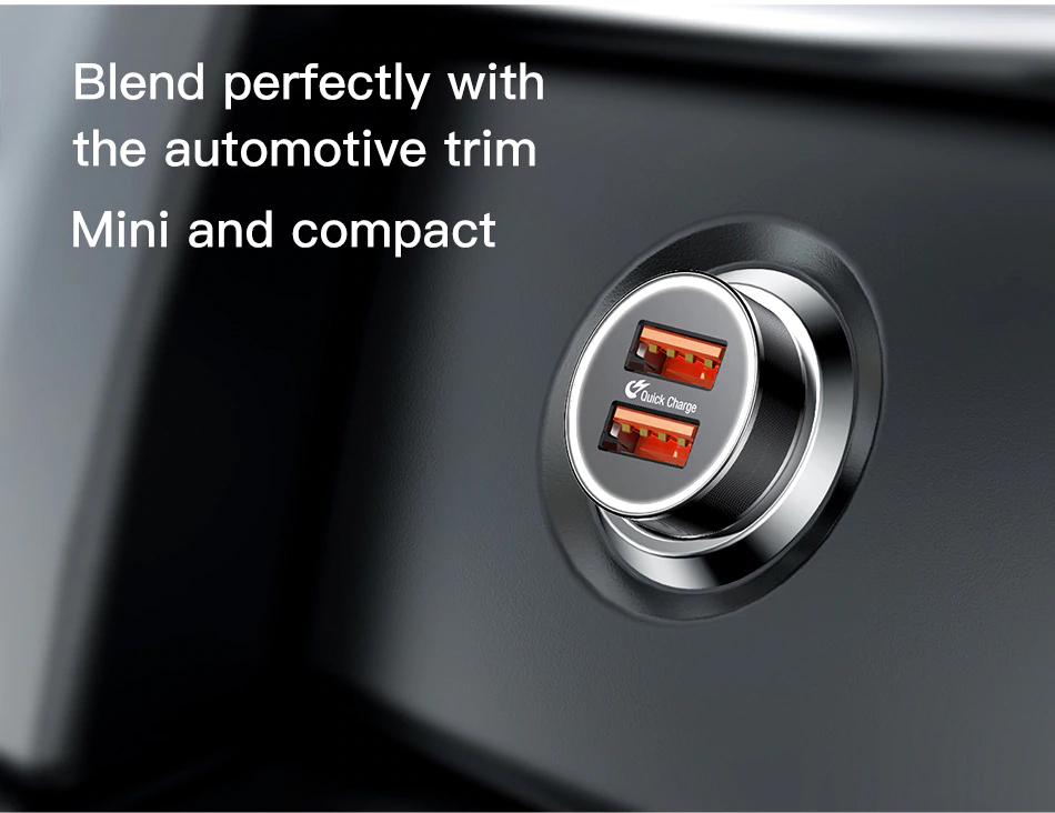 Baseus 36W Dual USB Quick Charge QC 3,0 Chargeur de Voiture USB Type-C PD Chargeur Rapide