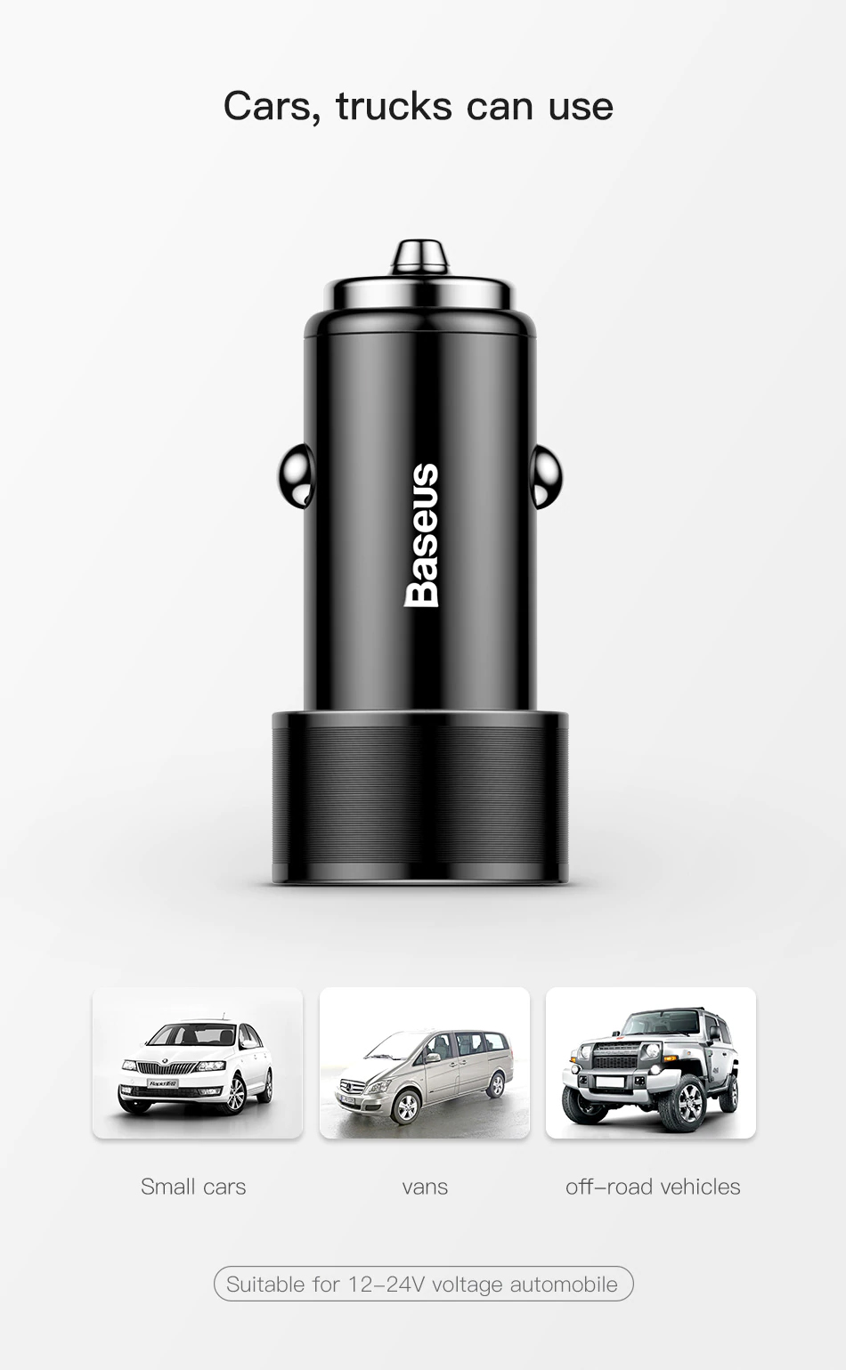 Baseus 36W Dual USB Quick Charge QC 3,0 Chargeur de Voiture USB Type-C PD Chargeur Rapide