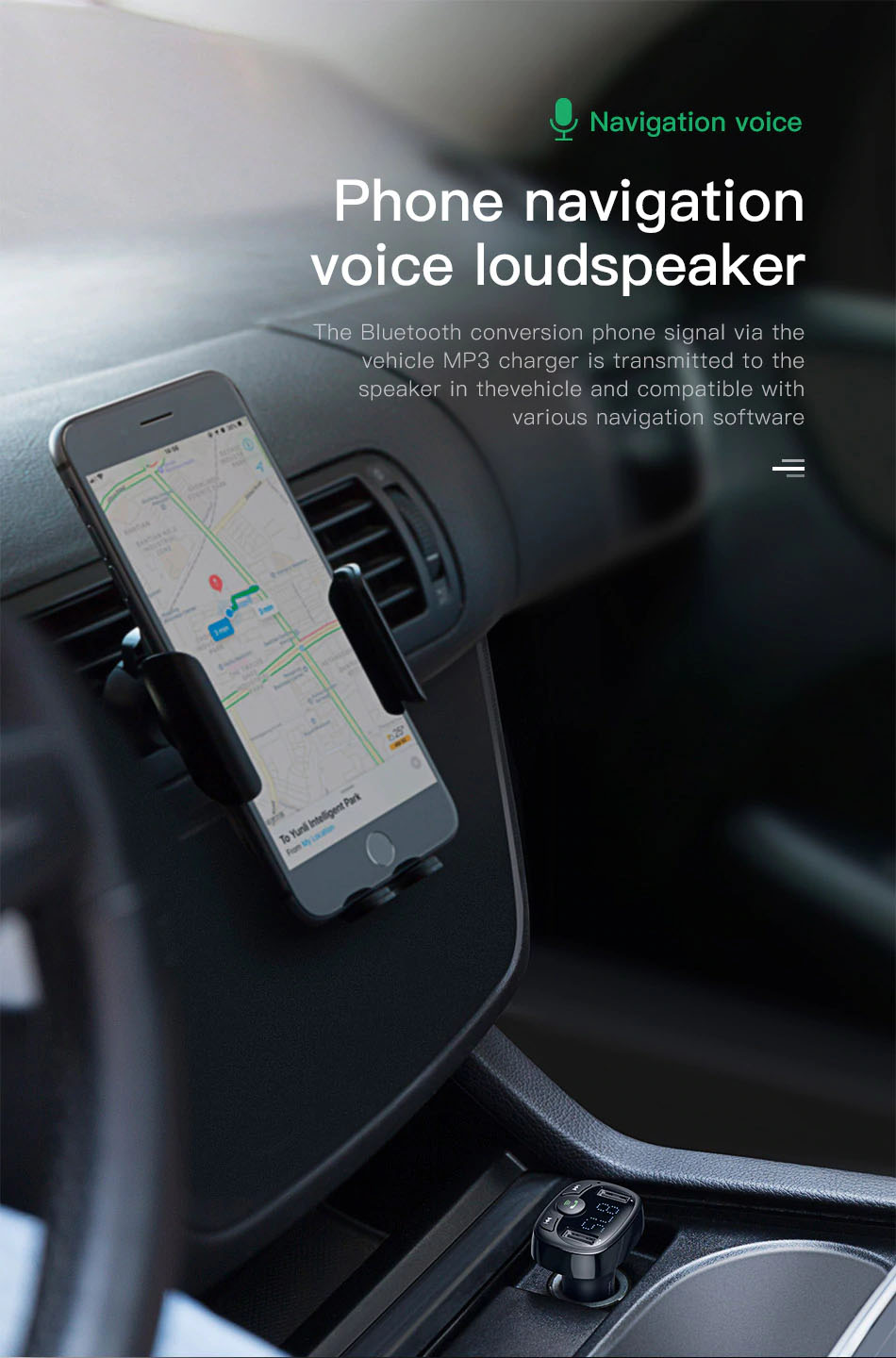 Baseus Chargeur Voiture Kit Mains Libres Émetteur FM Bluetooth Car Kit