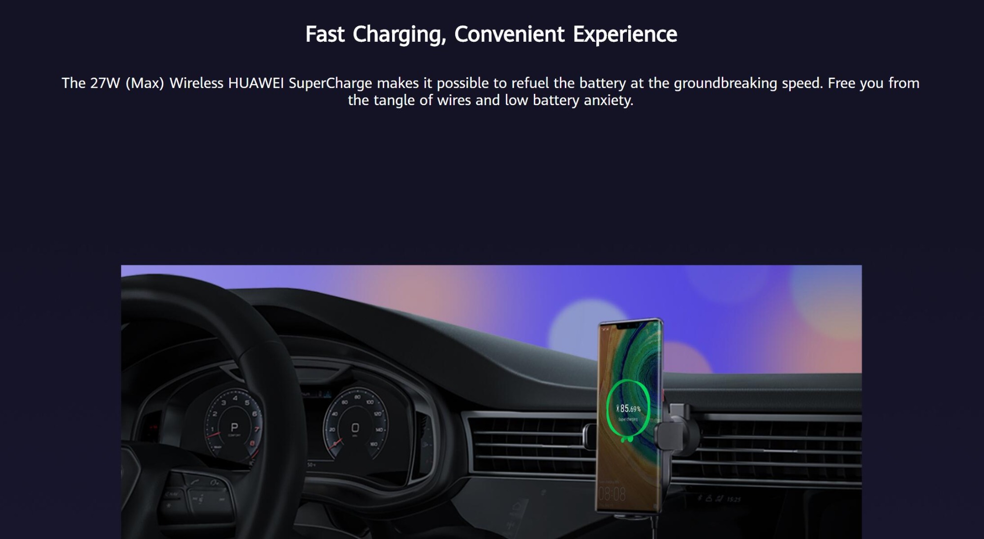 Chargeur sans fil pour voiture Huawei SuperCharge