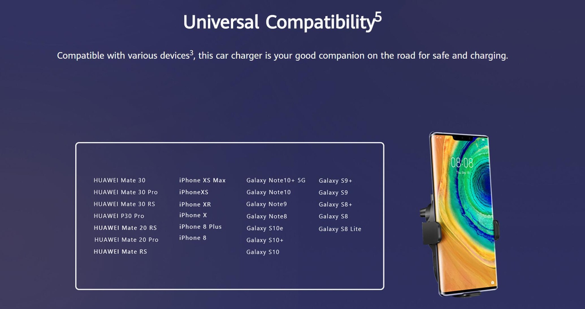 Chargeur sans fil pour voiture Huawei SuperCharge
