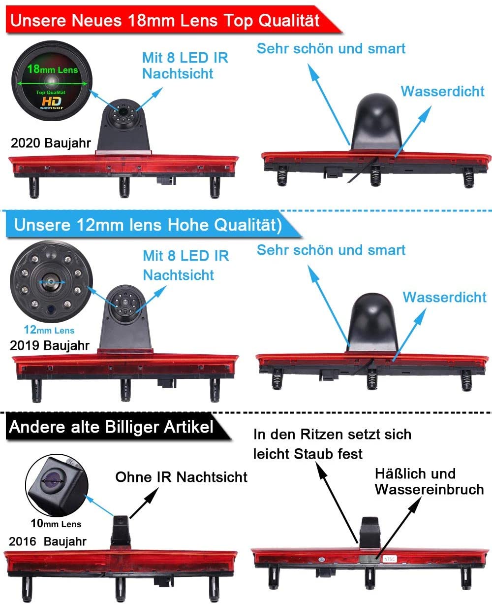 Telecamera posteriore nel 3° stop per VW T5 Bus Multivan Caravelle 2003-2015