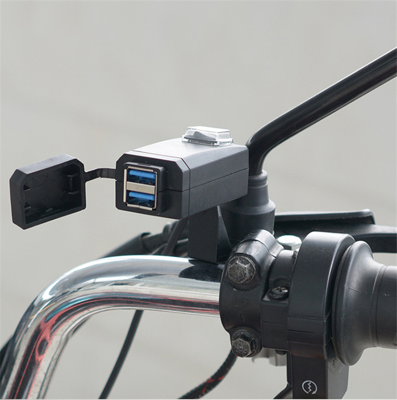 Chargeur USB QC3.0 pour Moto étanche double USB charge rapide 12-24V pour guidon 22mm