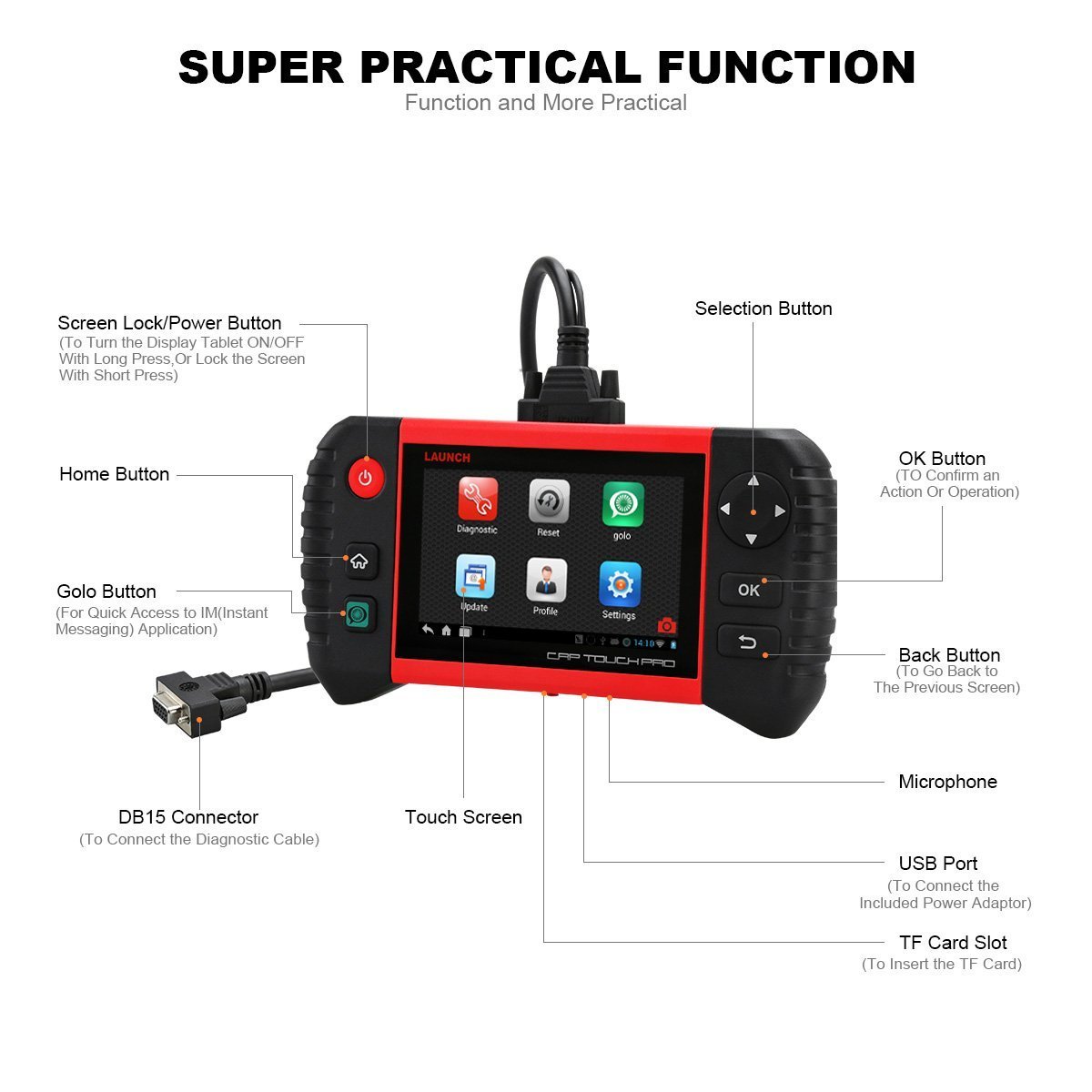 LAUNCH CRP TOUCH PRO OBD2 Diagnosegerät für Fahrzeugsysteme