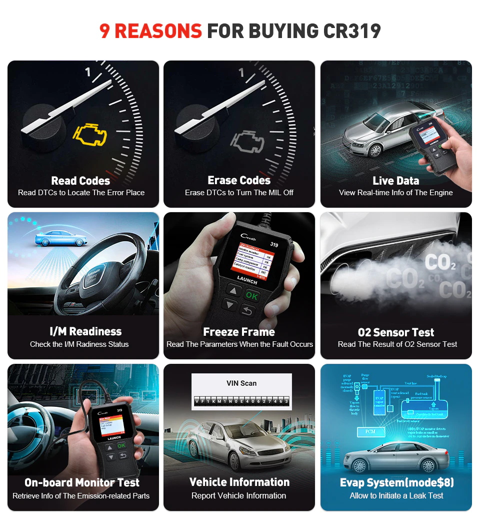 LAUNCH CR319 OBD2 Diagnosegerät für Fahrzeugsysteme