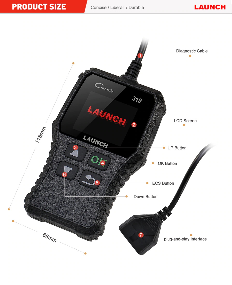 LAUNCH CR319 OBD2 Diagnosegerät für Fahrzeugsysteme