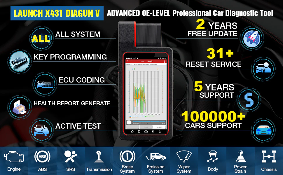 LAUNCH X431 Diagun V Diagnosegerät mit ECU Codierung & Vollsystemdiagnose