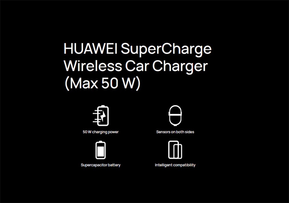 Chargeur de voiture sans fil Huawei SuperCharge 50W Support de téléphone Charge rapide