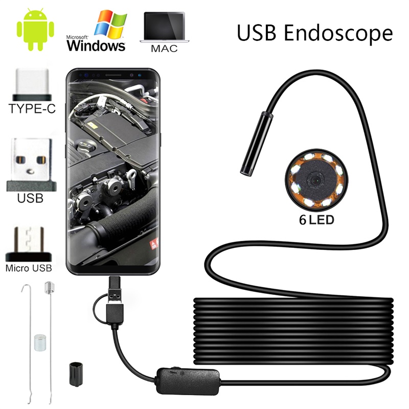 5.5mm objektiv Kamera Endoskop HD IP67 Fest Flexible Rohr Mirco USB Typ-C Endoskop video Inspektion für Android...