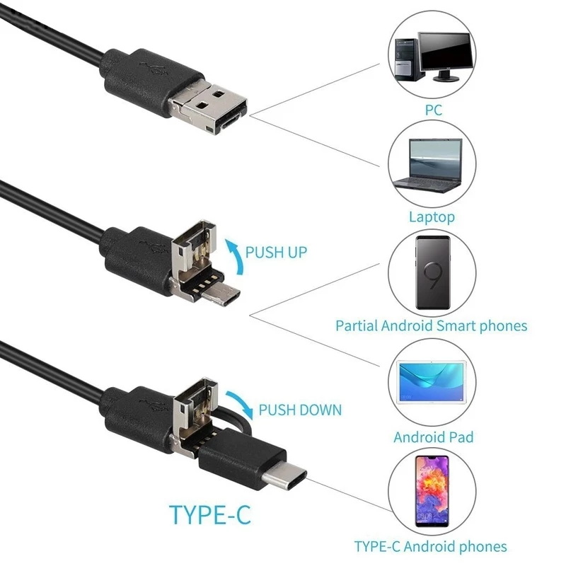 7.0mm Endoskop Kamera HD Flexible IP67 Wasserdichte Mini USB Endoskop 6LED Kabel Inspektion Endoskop für Android PC