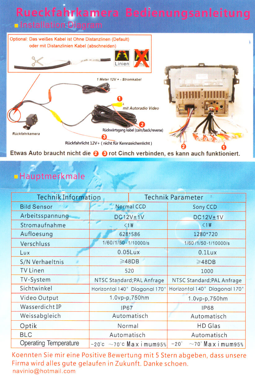 Telecamera posteriore nel 3° stop per VW T5 Bus Multivan Caravelle 2003-2015