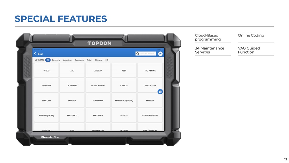 TOPDON Phoenix Elite OBD2 Diagnosegerät für Fahrzeugsysteme