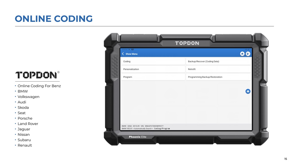 TOPDON Phoenix Elite OBD2 Diagnosegerät für Fahrzeugsysteme
