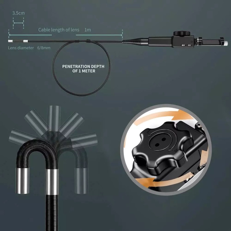5,5 MM/6,2MM/8,5 MM 5,0 MP 180 Grad Lenk Industrielle Endoskop Endoskop Autos Inspektion Kamera Mit 6 LED für...