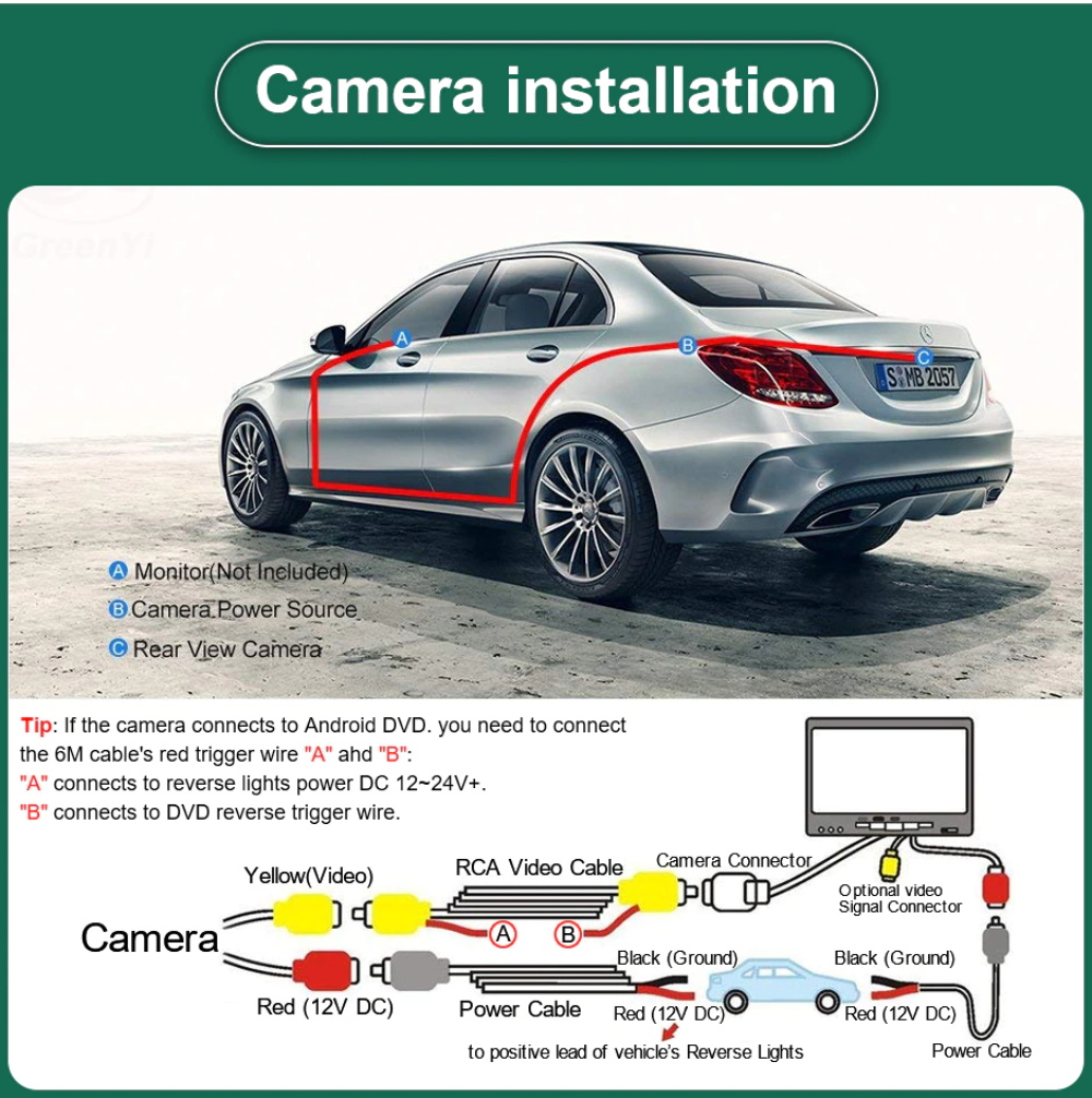 Caméra de recul AHD pour Mercedes-Benz Classe E (W211, W212) et ML (W164)