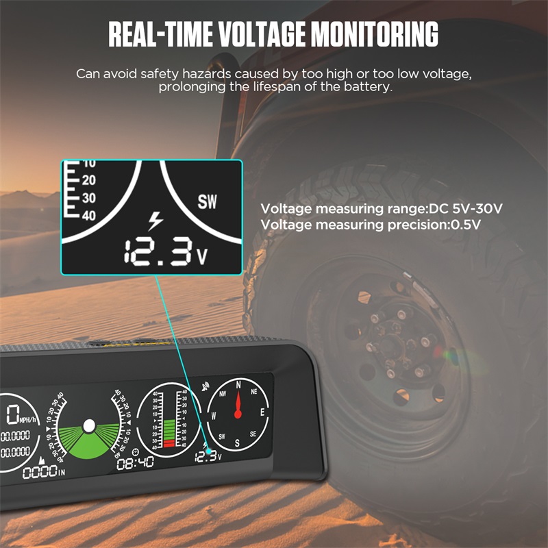 Autool X90 GPS Vitesse MPH KMH Inclinomètre Niveau de Pente Boussole Auto HUD Angle de Tangage Rapporteur Horloge Latitude Longitude