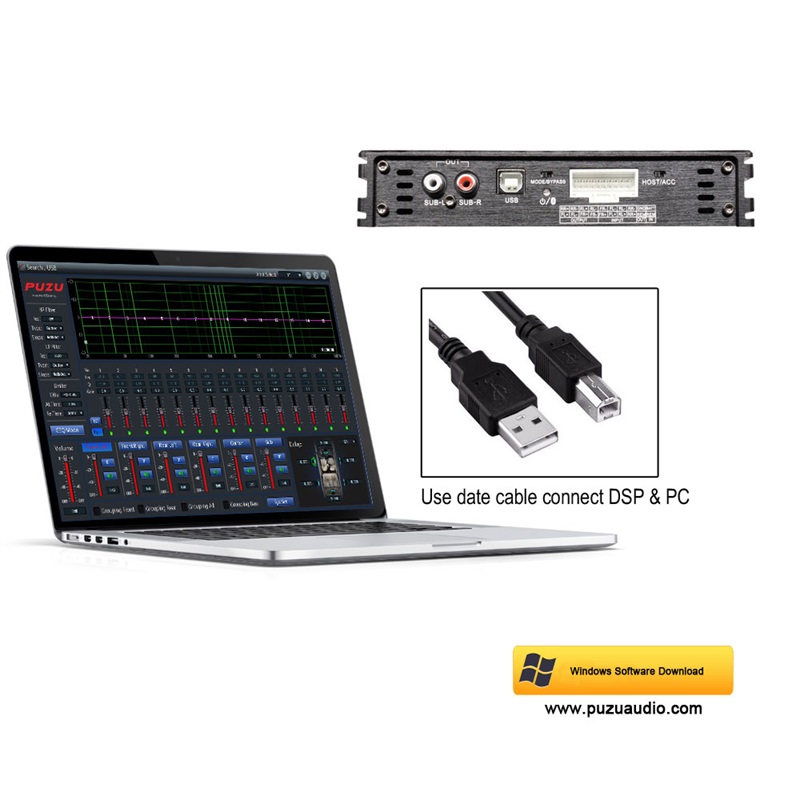 Puzu PZ-C7 Ampli DSP Auto ISO Faisceau 4x150W 6CH Sortie 12V