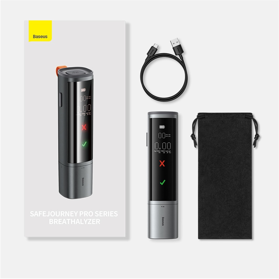 Baseus Testeur d'alcool haute précision, rappel de sécurité pour conducteur, portable rechargeable, diagnostic, éthylotest Alcometer