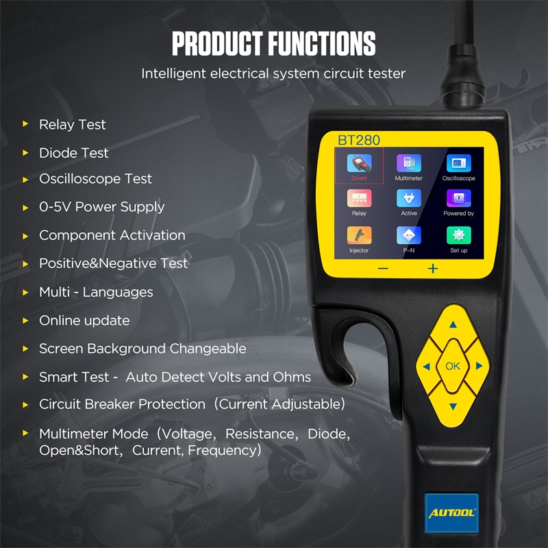 AUTOOL BT280 Auto Elektrische Circuit-Tester mit Kraftstoff Injektor Tester Power Sonde Auto Scanner...