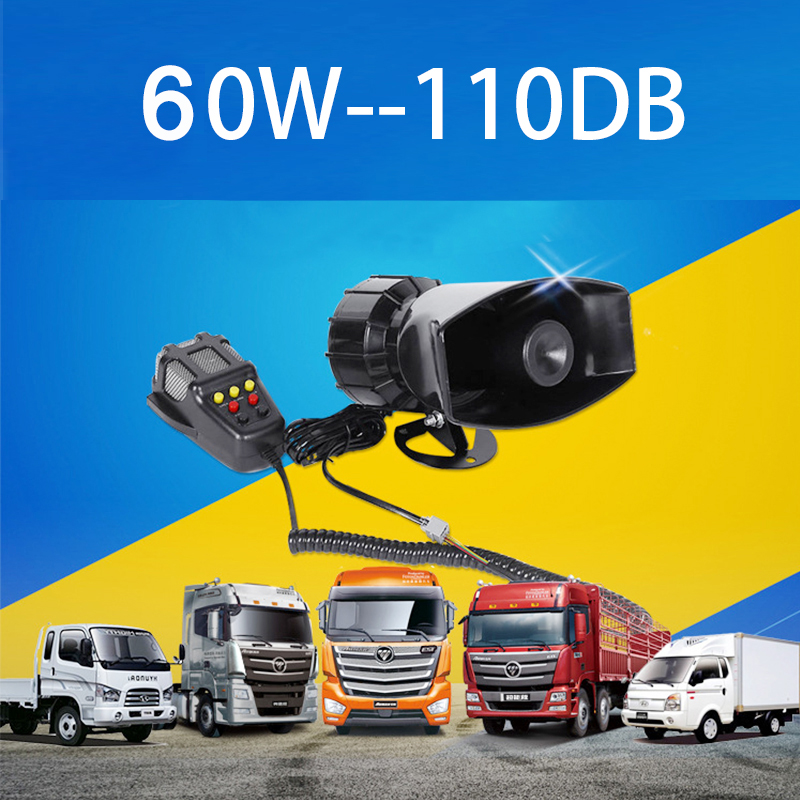 Haut-parleur 110DB Avertisseur auto Sirène police Avertisseur pneumatique Mégaphone Avertisseur auto Alarme Urgence Moto 12V 60W Multi-ton & Klaxons