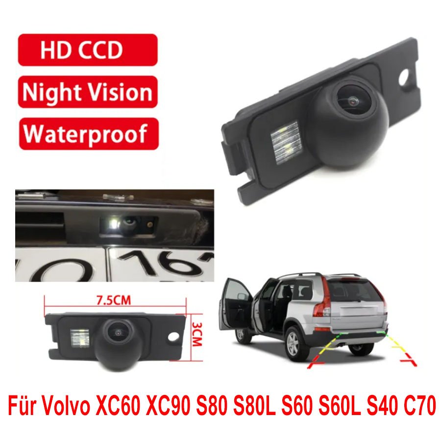 Caméra de recul HD 1280x720 pour Volvo XC60, XC90, S80, S60, S40, C70 (2000–2007)