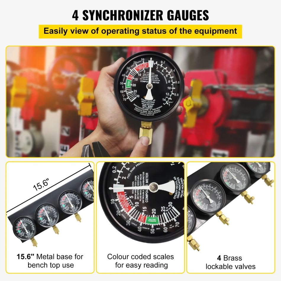 Vergaser Synchronizer mit 4 Manometern Synchro Vergaser Synchronizer Synchronizer Vergaser Auto Moto 4 Vergaser