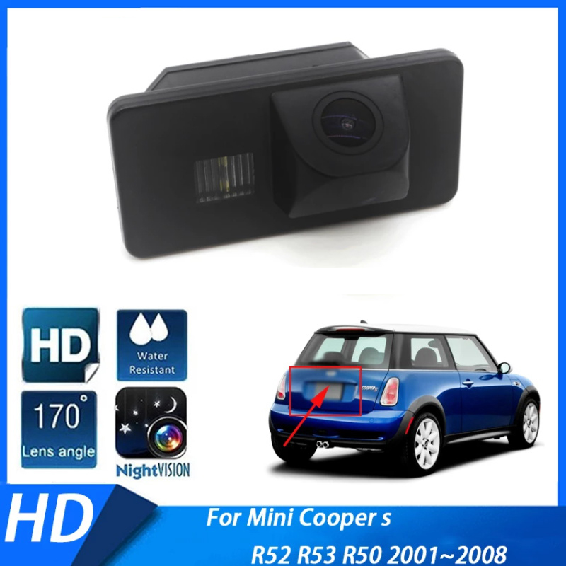 Caméra de recul CCD HD 170° pour BMW Série 3 (E46/E90/E91), Série 5 (E39/E60/E61), Série 7 (E38/E65–E68), X1 (E84), X5 (E53/E70), X6 (E71), M3 (E92/E93) et Mini Cooper (R50/R52/R53) (1994–2014)