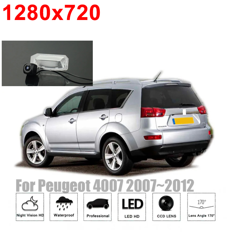 1280x720 HD Caméra de recul fish-eye pour Peugeot 4007 (2007–2012)
