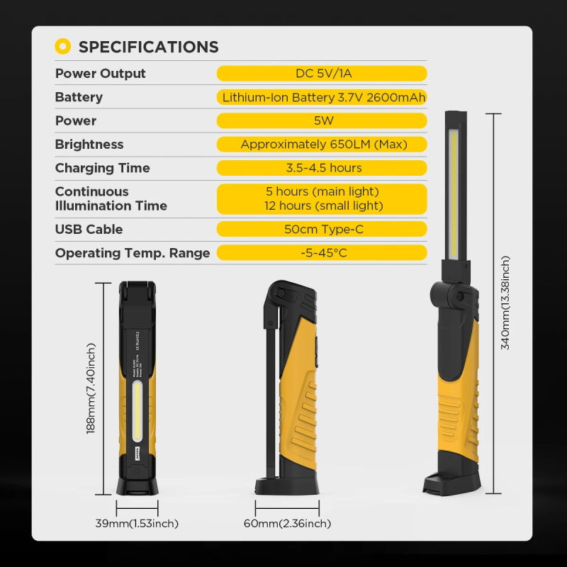Autool SL820 magna tic base wiederauf ladbare arbeits leuchte faltbare taschenlampe standby arbeit 12h mit...
