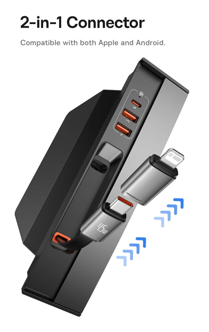 Baseus PD 45W chargeur rapide station d'accueil hub pour voiture station d'accueil intelligente pour Tesla Model 3/Y USB Shunt Powered Splitter