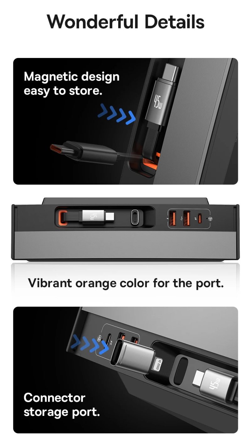 Baseus PD 45W chargeur rapide station d'accueil hub pour voiture station d'accueil intelligente pour Tesla Model 3/Y USB Shunt Powered Splitter