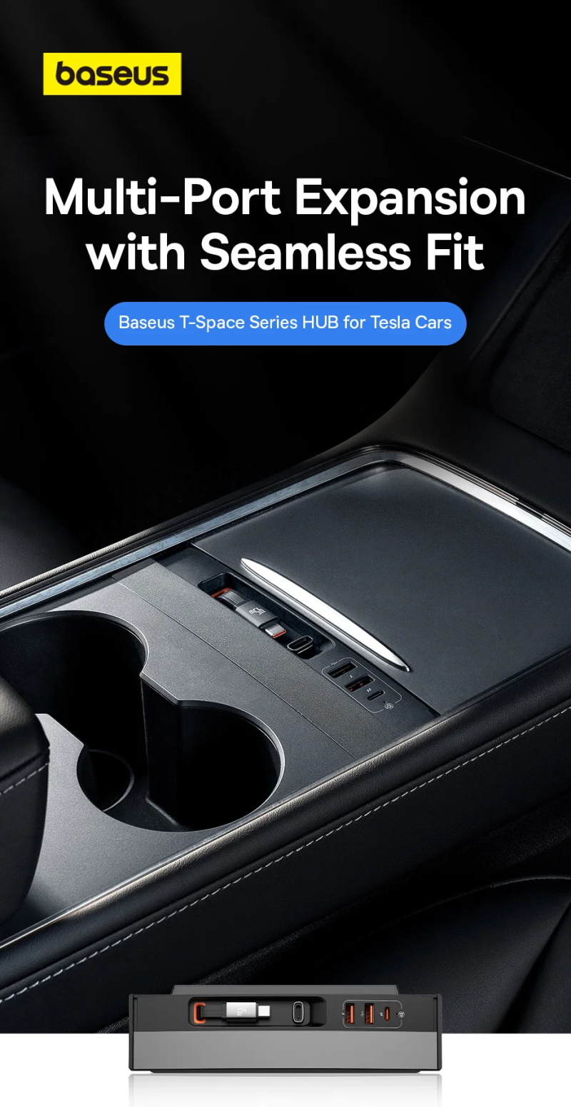Baseus PD 45W chargeur rapide station d'accueil hub pour voiture station d'accueil intelligente pour Tesla Model 3/Y USB Shunt Powered Splitter