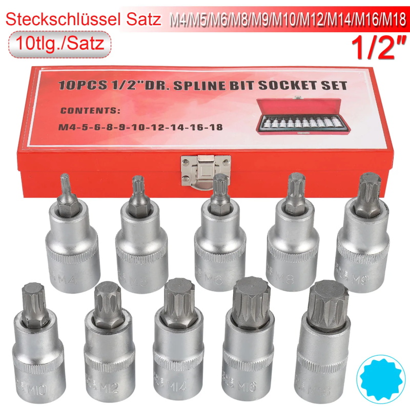 Vielzahn Steckschlüsselsatz 10stk M4-M18