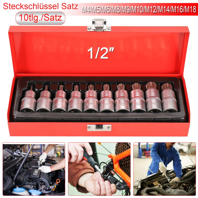Vielzahn Steckschlüsselsatz 10stk M4-M18