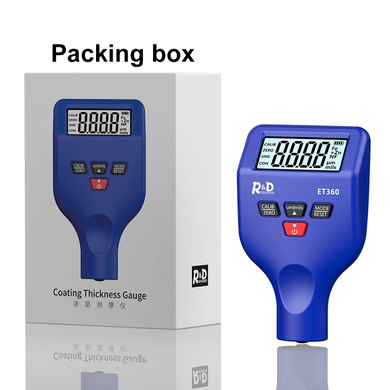 R&D ET360 Dicke Messgeräte für Autos 0,1 Um Fe/NFe Fe + Zn Hohe Präzision Auto Lackierung sonde Test Meter