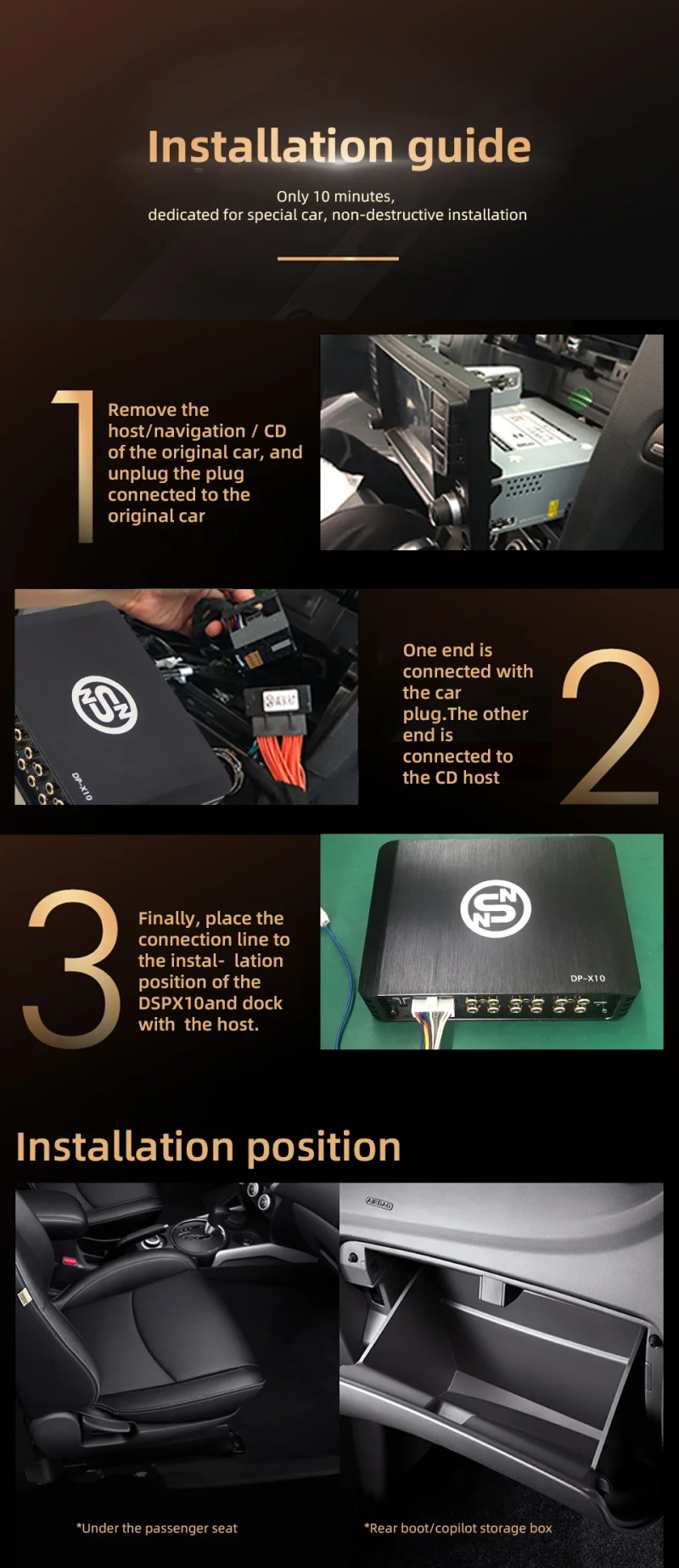 Sennuopu Auto DSP Processeur Amplificateur 4 canaux Processeur sonore numérique 8 canaux avec télécommande LCD