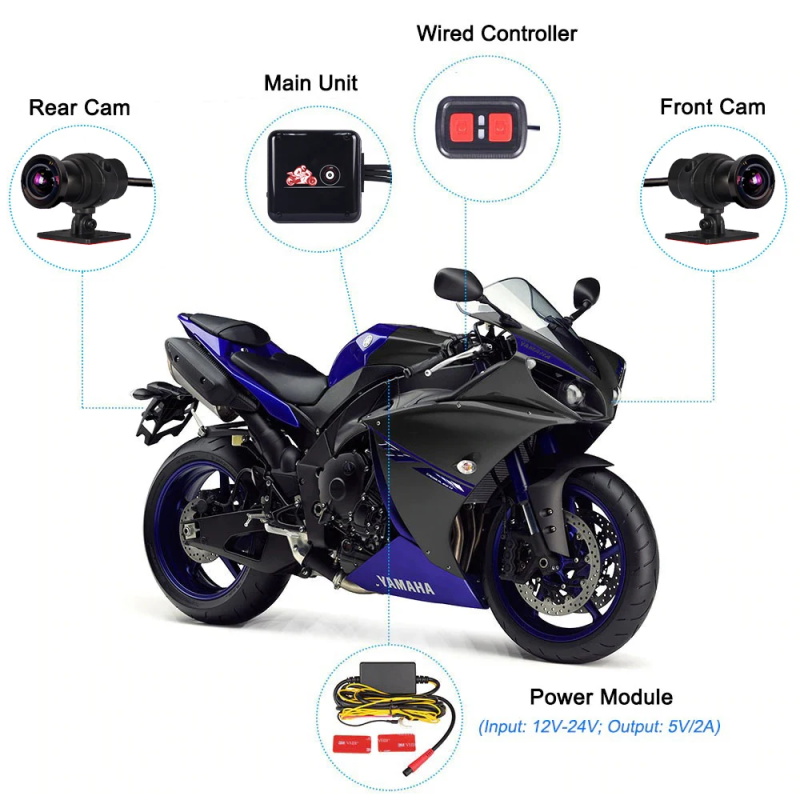 Caméra enregistreur moto étanche intégrale WiFi double 1080p Full HD DVR Dash Cam noire boîte GPS Q3D 128G